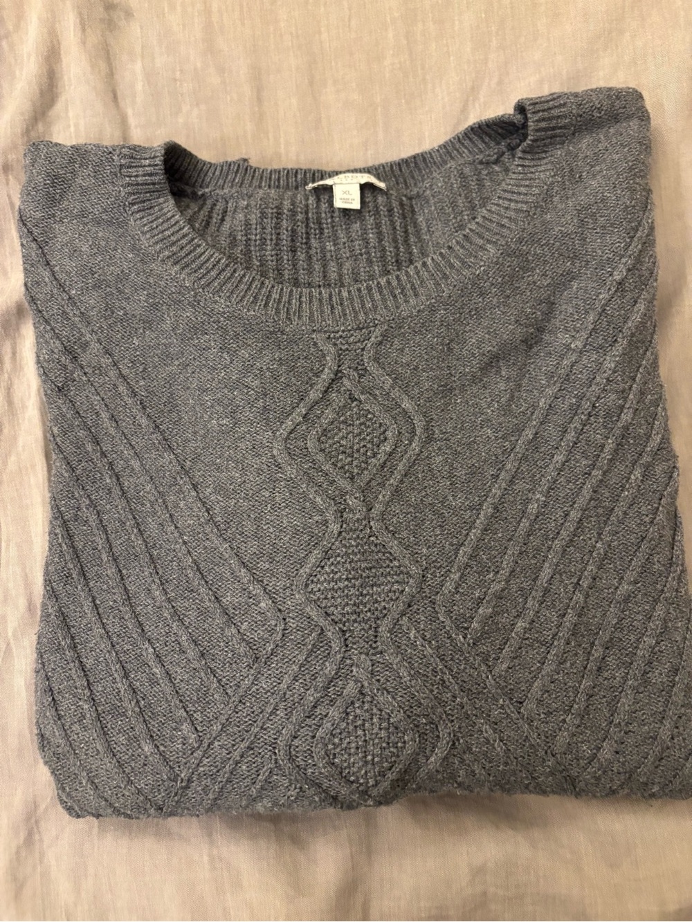 Talbots Cable Crewneck Sweater in Heather Gray XL